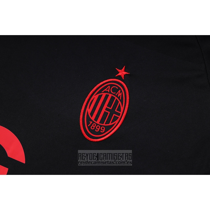 Chandal del AC Milan Manga Corta 2022-2023 Negro - Pantalon Corto